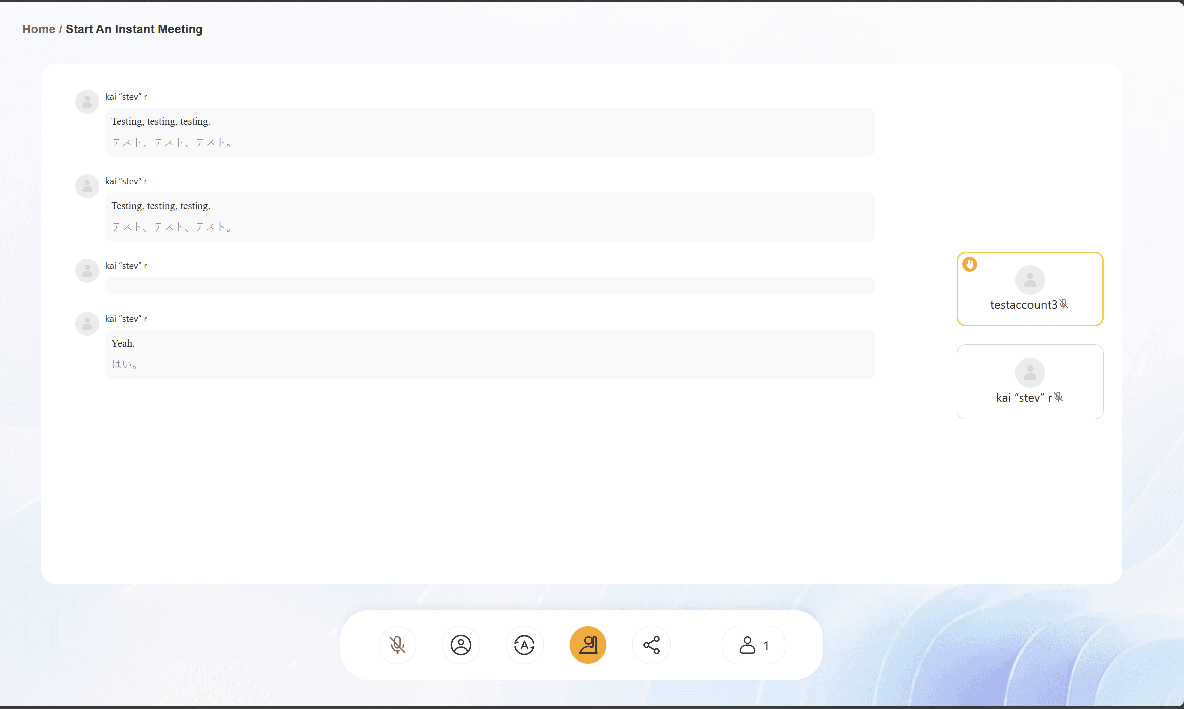 IFA Translator instant meeting interface