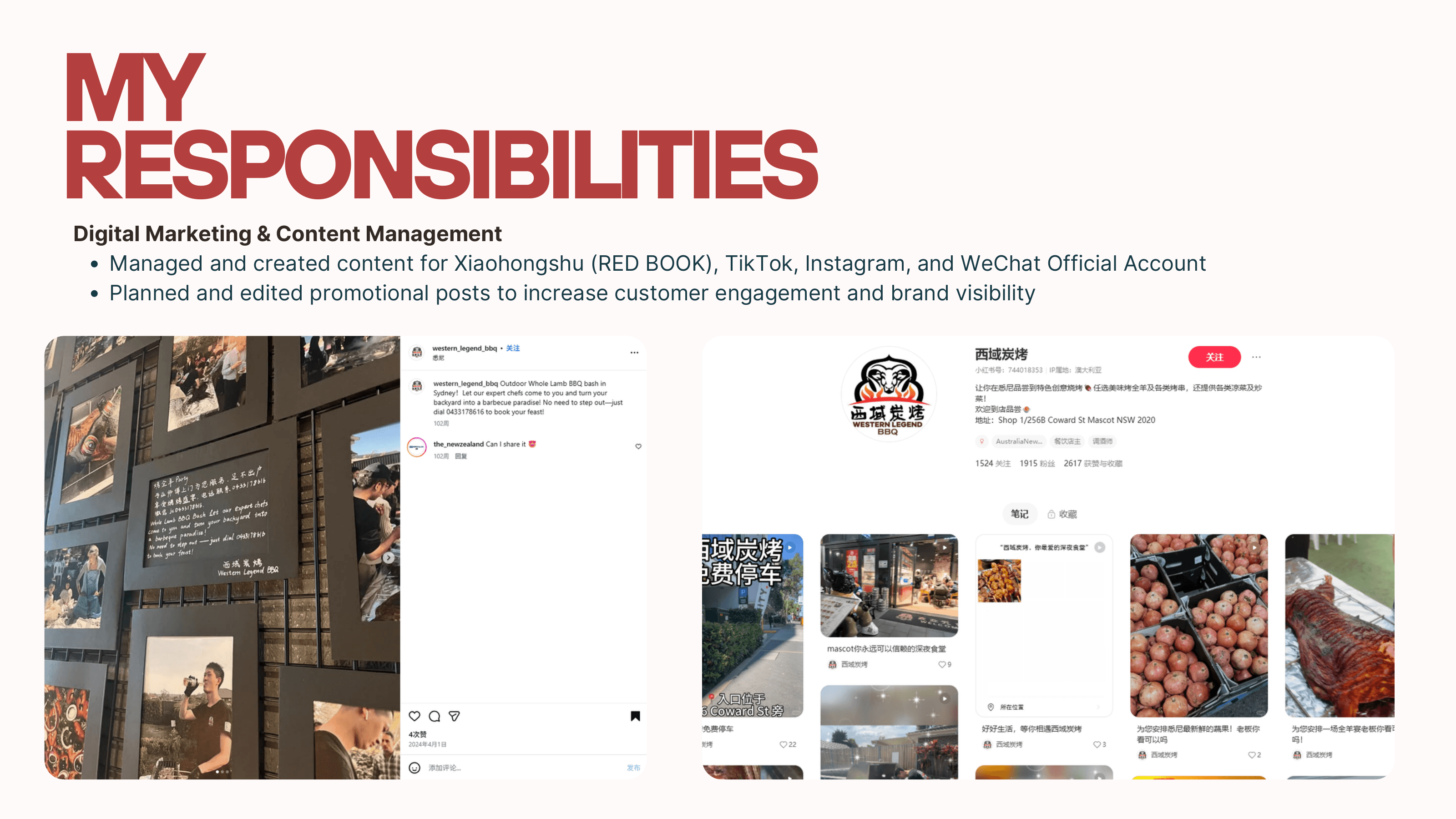Western Legend BBQ digital marketing and content management across social platforms.